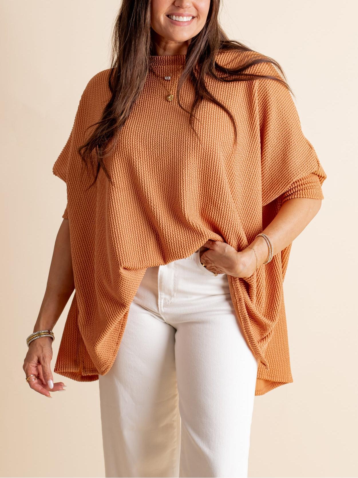 Women's Summer Half-sleeved Ribbed Oversized Top