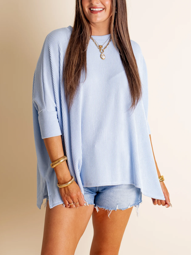 Women's Summer Half-sleeved Ribbed Oversized Top