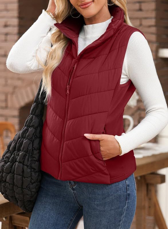 Limited time sale🔥Womens Sleeveless Zip Up Outerwear Stand Collar Quilted Puffer Vest(buy 2 free shipping)