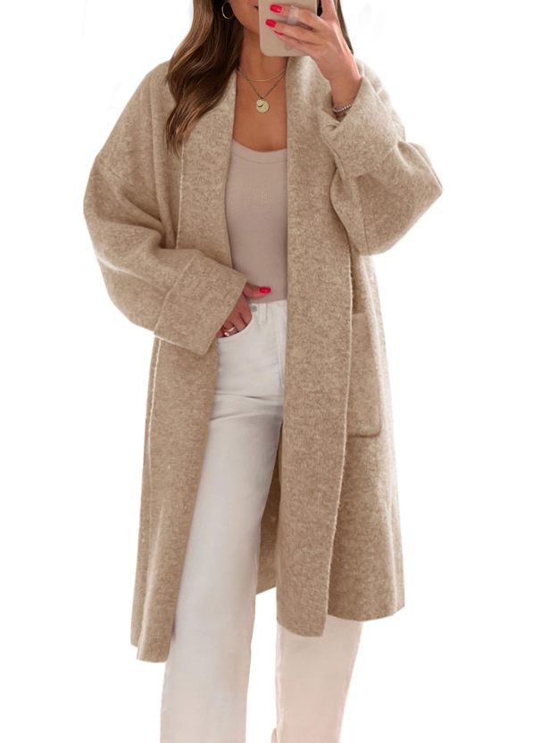 Womens Long Cardigans Oversized Open Front Sweater Jackets with Pockets