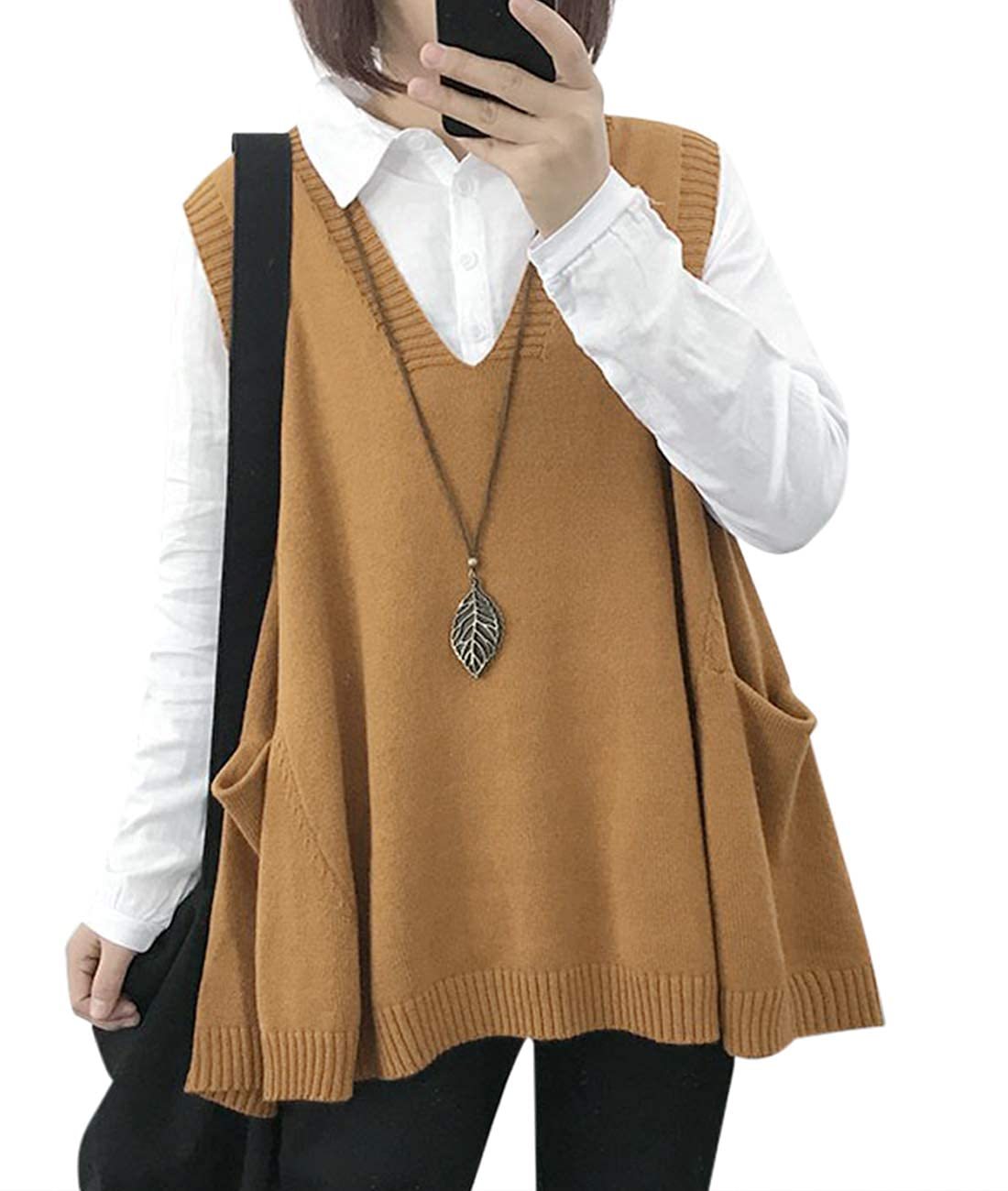 2024 New Women's Loose Swing Cute Oversized Knit Sweater Vest(buy 2 10% OFF)