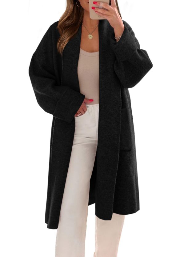 Womens Long Cardigans Oversized Open Front Sweater Jackets with Pockets