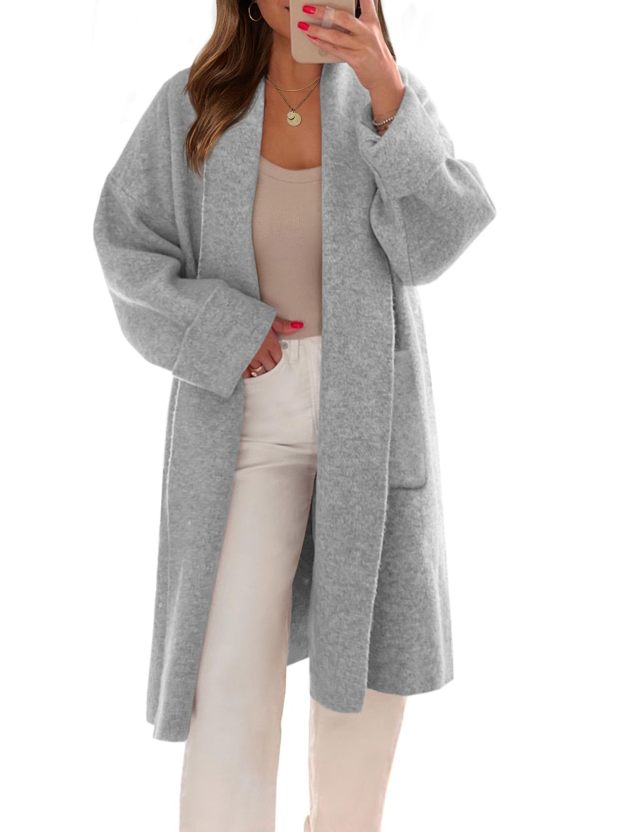 Womens Long Cardigans Oversized Open Front Sweater Jackets with Pockets