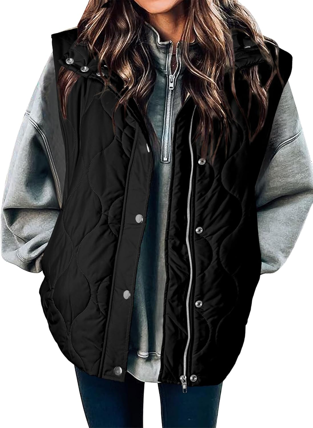 Women Lightweight Quilted Stand Collar Sleeveless Jackets Fall Winter 2025 Button Zip Up Coat