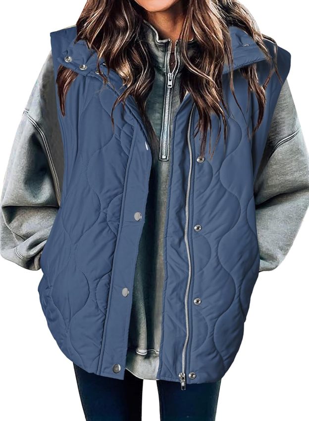 Women Lightweight Quilted Stand Collar Sleeveless Jackets Fall Winter 2025 Button Zip Up Coat