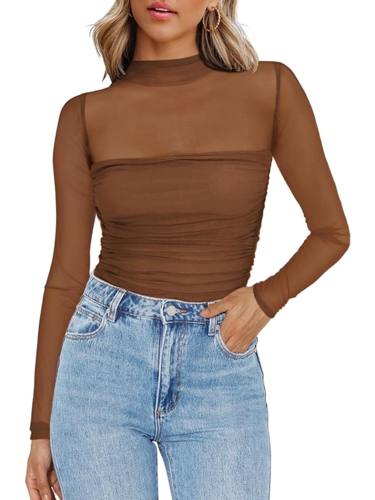 Women's Mesh Sheer Long Sleeve Top (buy 3 free shipping)