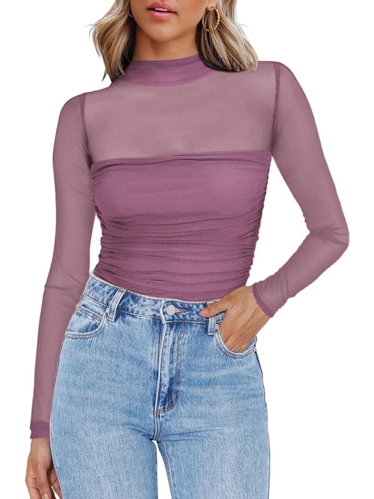 Women's Mesh Sheer Long Sleeve Top (buy 3 free shipping)