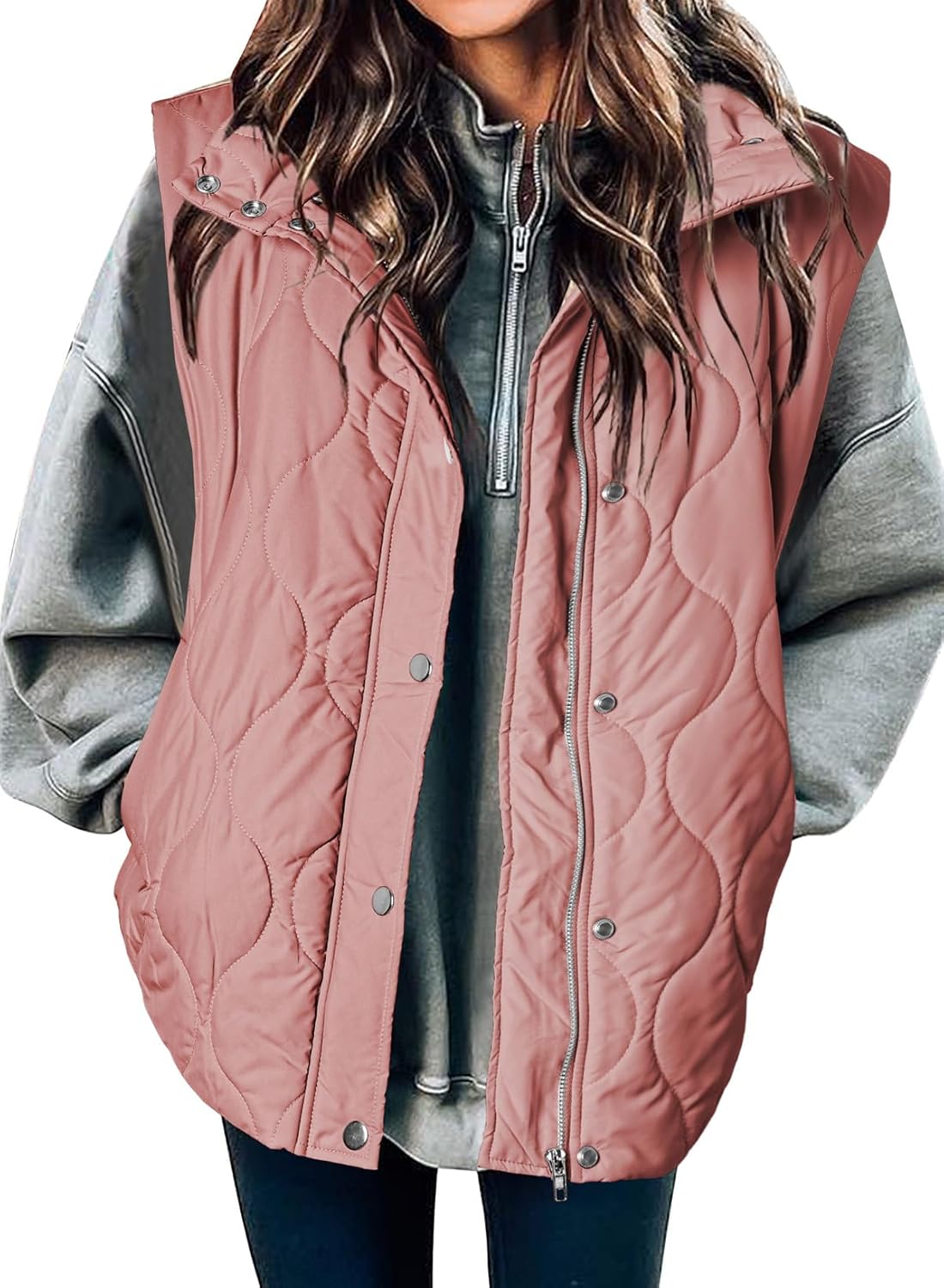 Women Lightweight Quilted Stand Collar Sleeveless Jackets Fall Winter 2025 Button Zip Up Coat