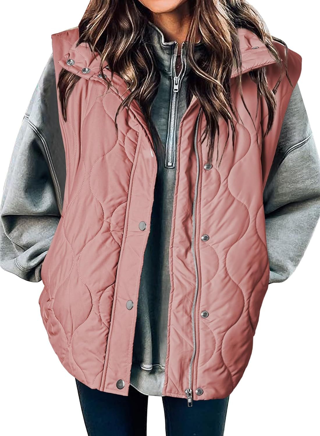 Women Lightweight Quilted Stand Collar Sleeveless Jackets Fall Winter 2025 Button Zip Up Coat