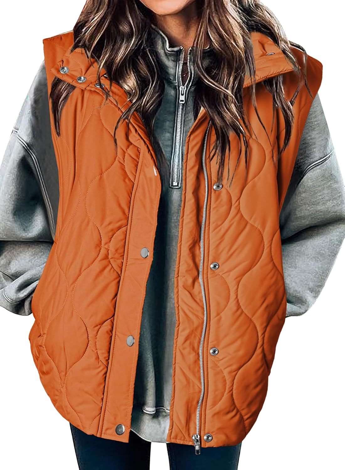 Women Lightweight Quilted Stand Collar Sleeveless Jackets Fall Winter 2025 Button Zip Up Coat