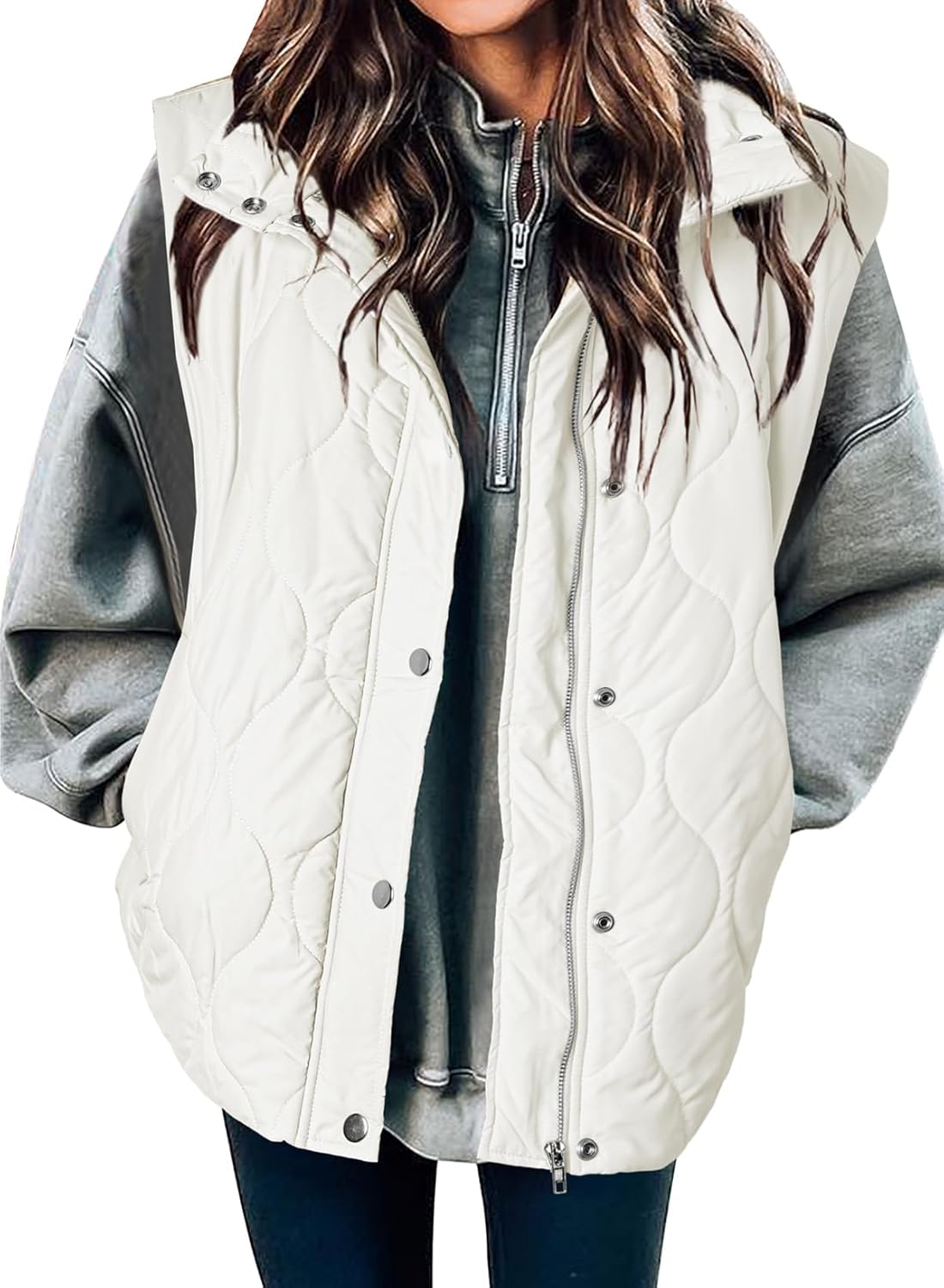 Women Lightweight Quilted Stand Collar Sleeveless Jackets Fall Winter 2025 Button Zip Up Coat