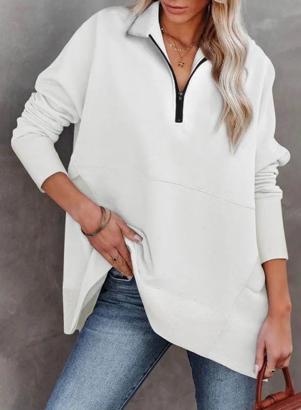 ✨Women's Zippered Casual Oversized Sweatshirt Kangaroo Pocket Top(Buy 2 Free Shipping)