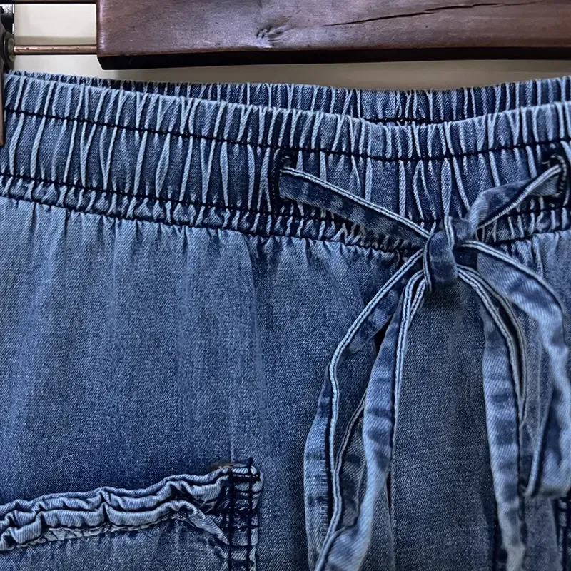  Vintage Ruffle Hem Wide Leg Denim Pants