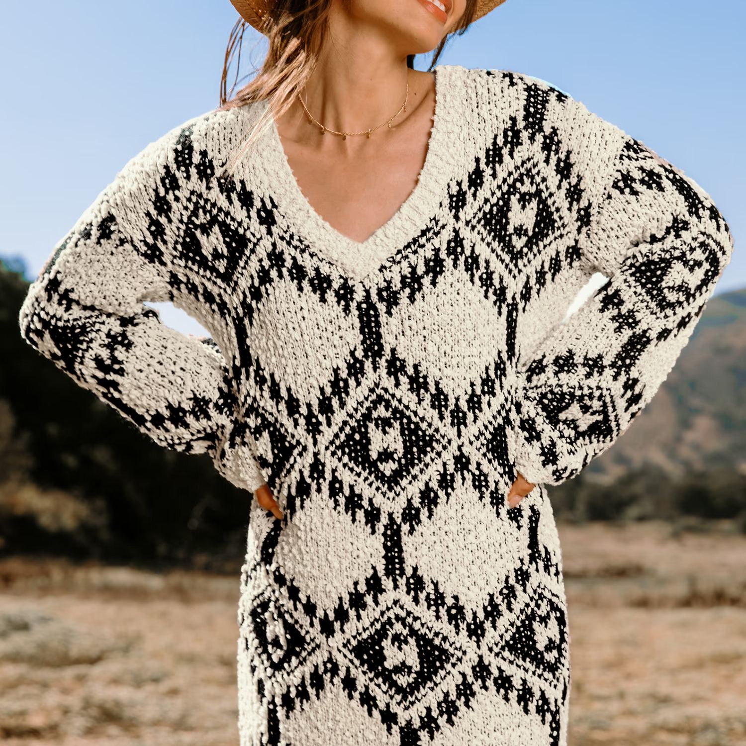 🔥 Hot item of the season — selling fast!Faynilla Cozy Knit V-Neck Dress 💕 | Soft, Slim & So Chic