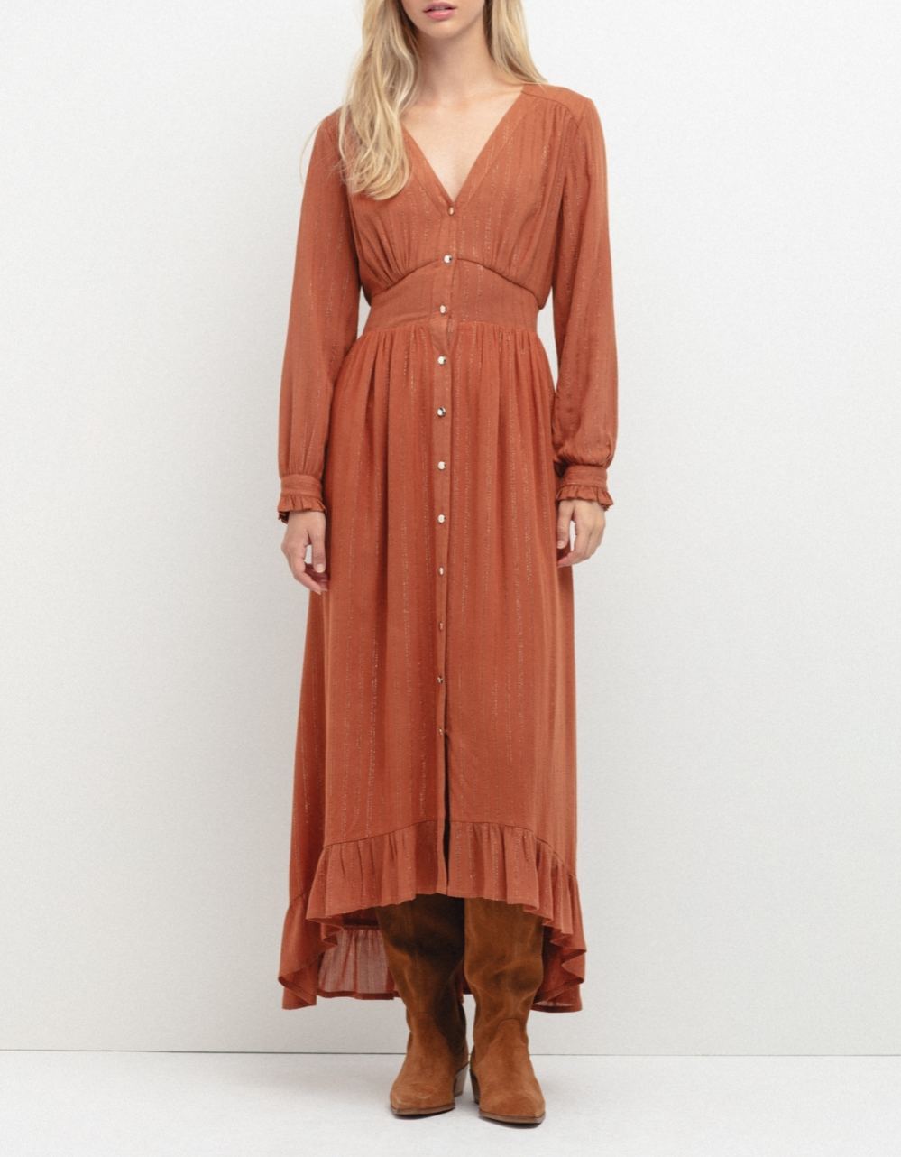 Women's Ruffle Midi Dress Elegant Flowy Summer Dress Casual V Neck A Line Outfits (BUY 2 FREE SHIPPING)