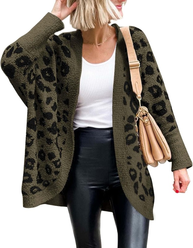 Women's Leopard Print Long Sleeve Cardigan Sweater with Pockets(BUY 2 FREE SHIPPING)
