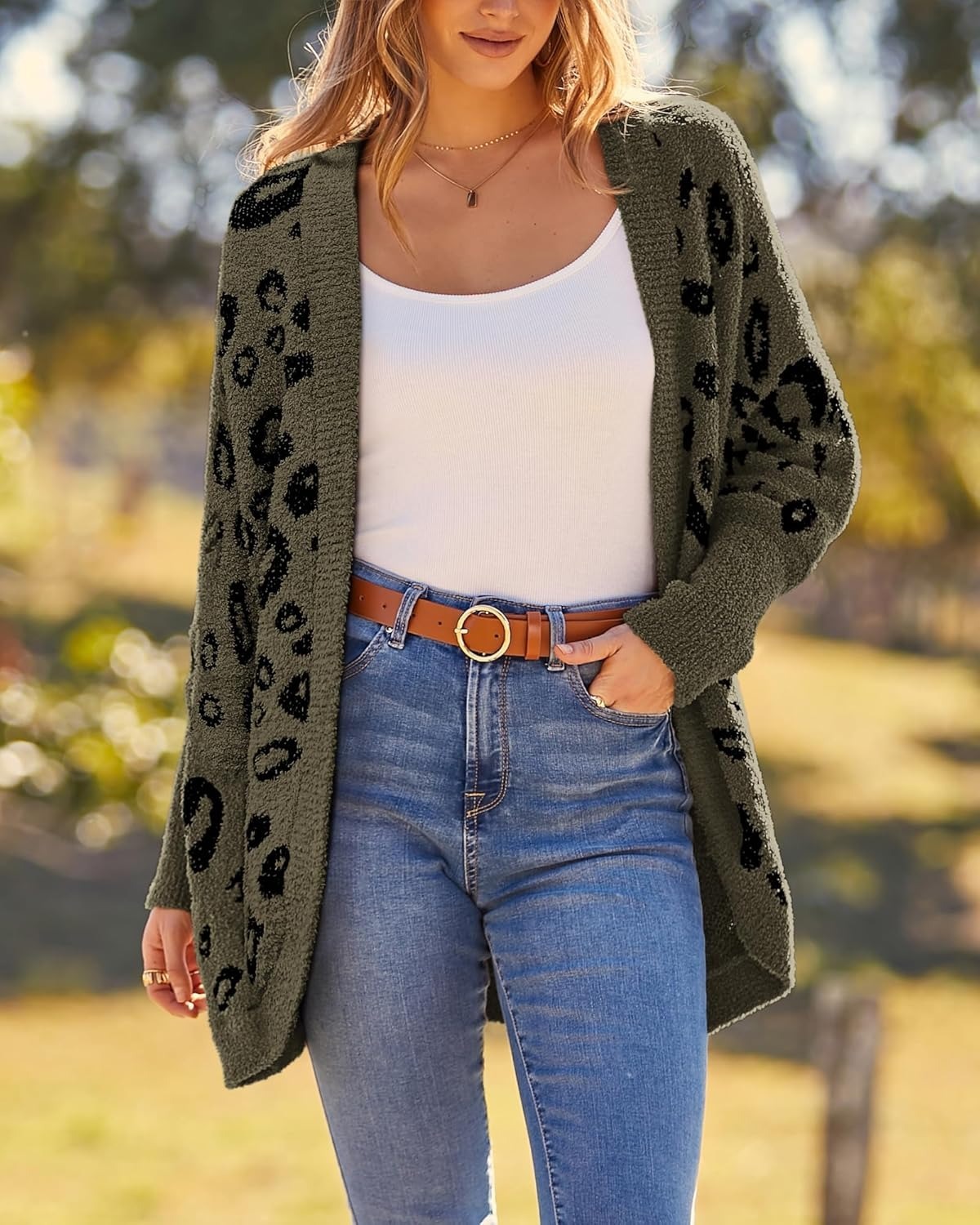 Women's Leopard Print Long Sleeve Cardigan Sweater with Pockets(BUY 2 FREE SHIPPING)