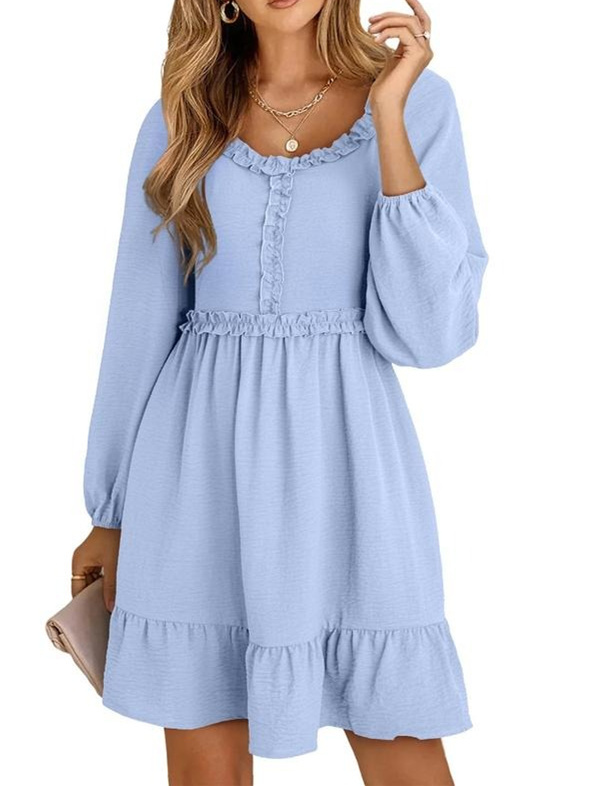 Women's Long-sleeved High-waist Ruffled Mini Dress(Buy 2 Free Shipping)