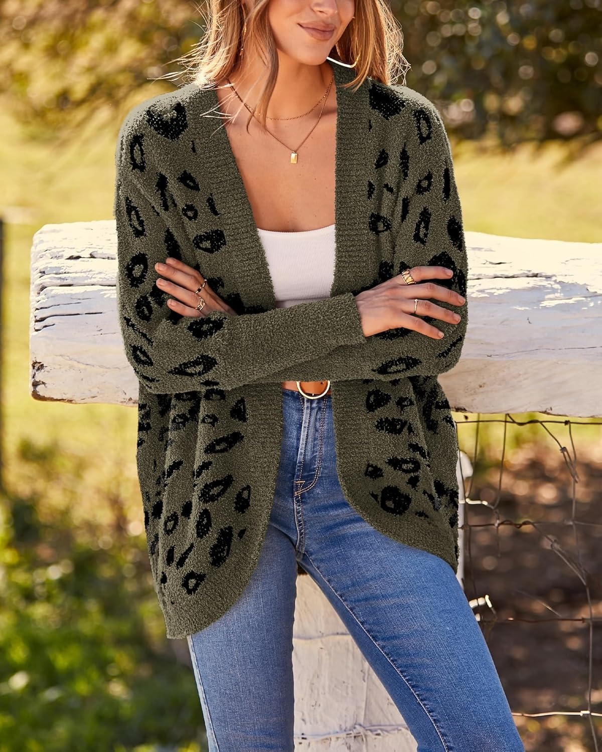 Women's Leopard Print Long Sleeve Cardigan Sweater with Pockets(BUY 2 FREE SHIPPING)