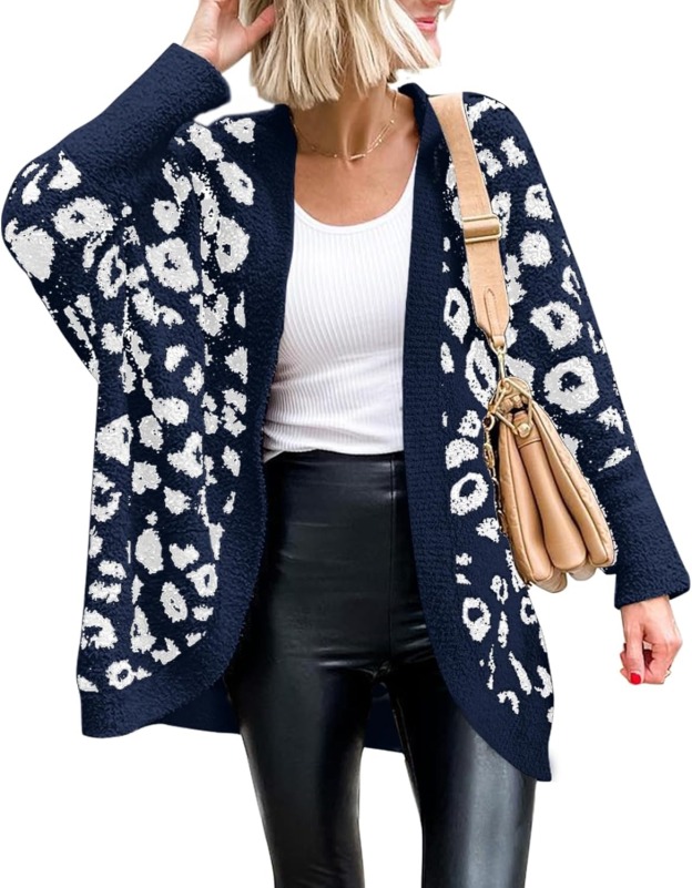 Women's Leopard Print Long Sleeve Cardigan Sweater with Pockets(BUY 2 FREE SHIPPING)