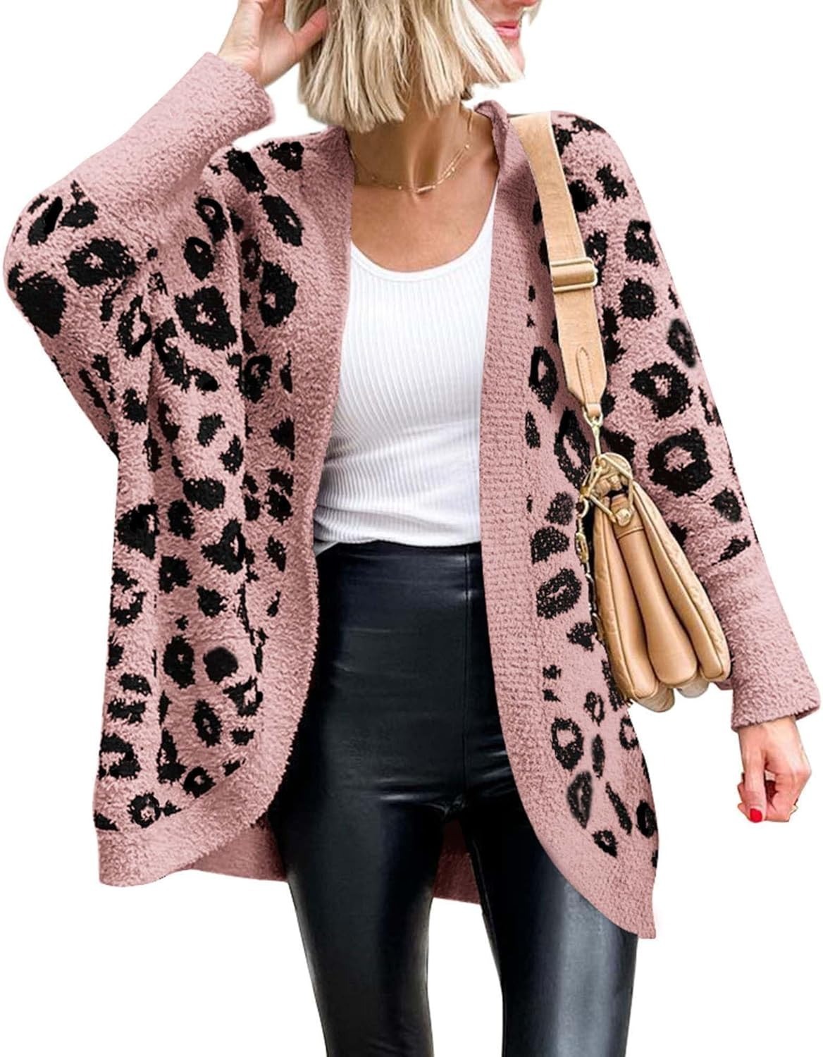 Women's Leopard Print Long Sleeve Cardigan Sweater with Pockets(BUY 2 FREE SHIPPING)