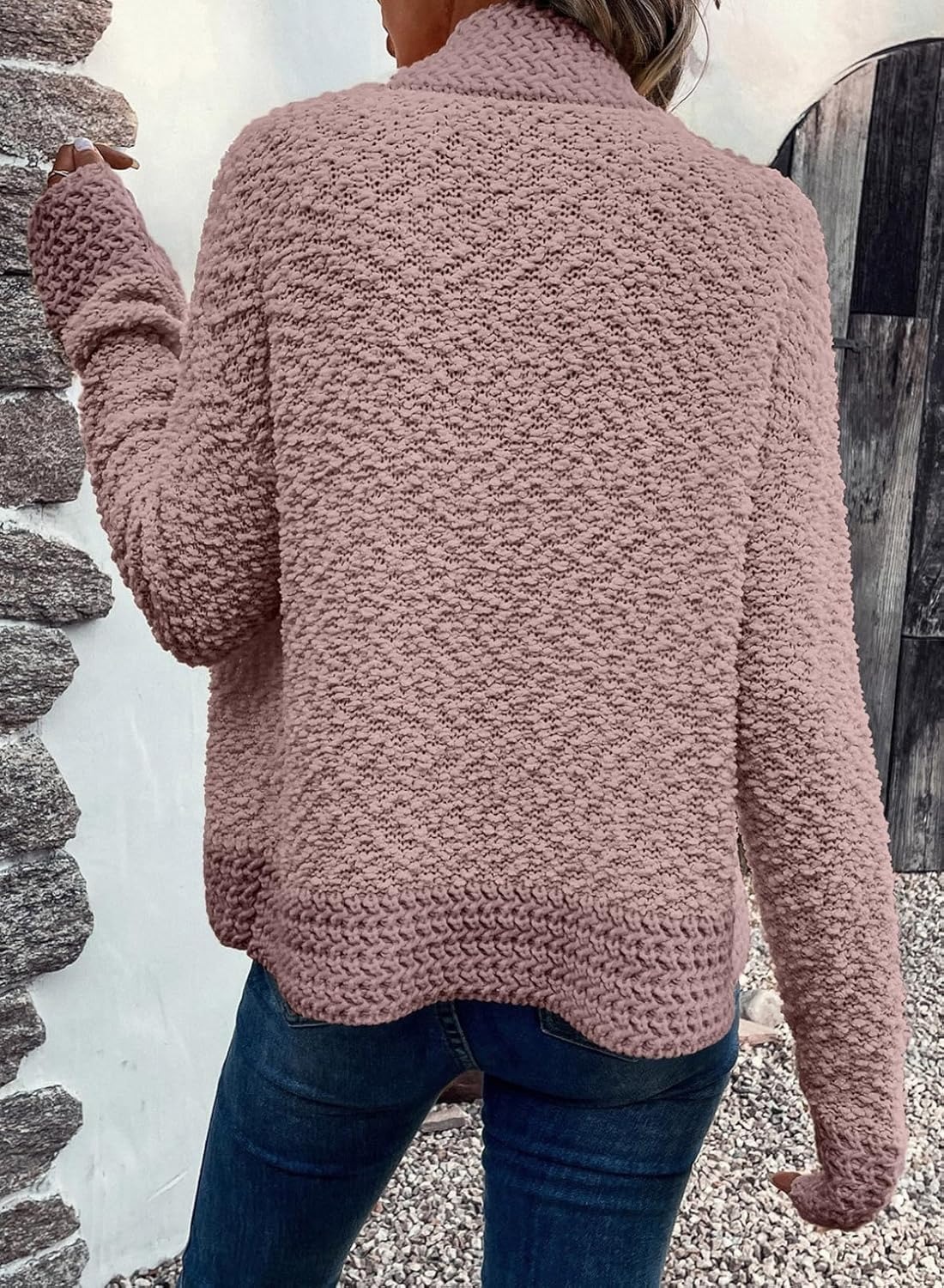 Women's 2025 Fashion Casual Open Front Long Sleeve Chunky Knit Cardigans Sweaters