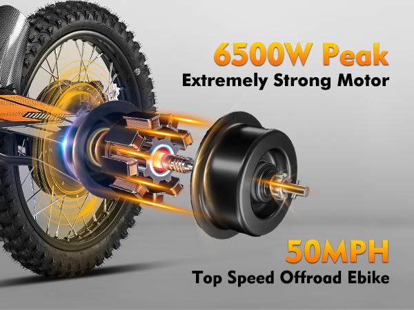 HAPPYRUN G300 Pro Off Road Ebike for Adults - 72V 30Ah Removable Battery, 6500W Peak Power, 50MPH Max Speed, 70 mi Range, 350LBS Load Capacity, Hydraulic Brakes, 2-Year Warranty