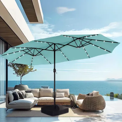 【DealsForYouDays】 PHIVILLA 15FT Outdoor Patio Umbrella with LED Light