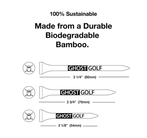 Ghost Golf Tees sizing 83, 72 and 54 mm