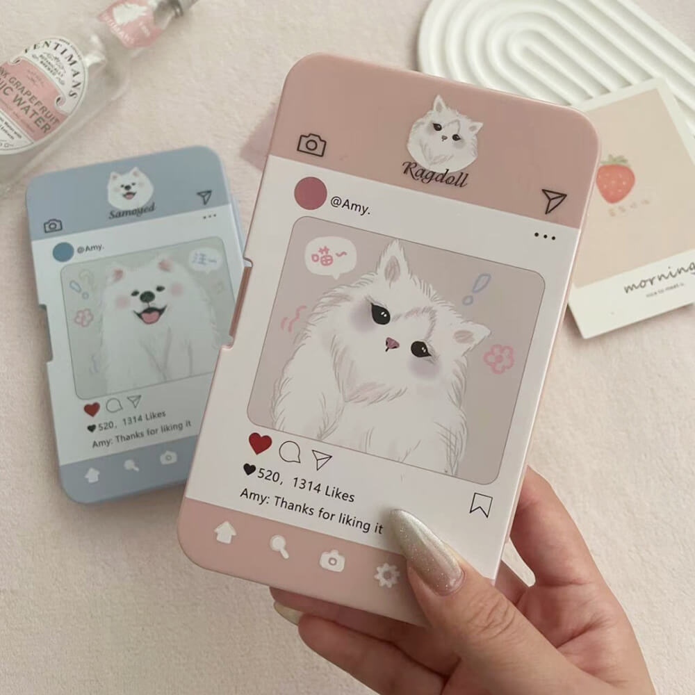 6-Pair Social Pet Contact Lens Storage Box Case with Mirror