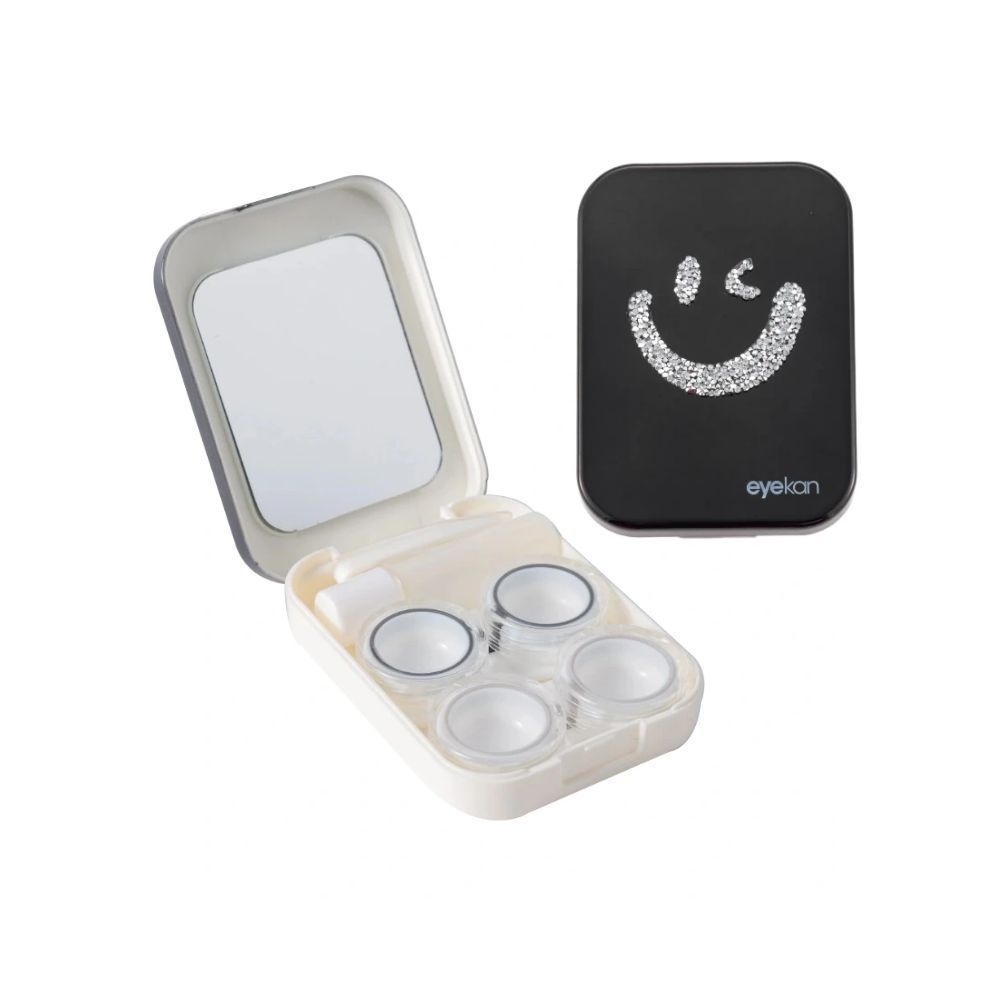 2 Pair Black Smile Face Contact Lens Case