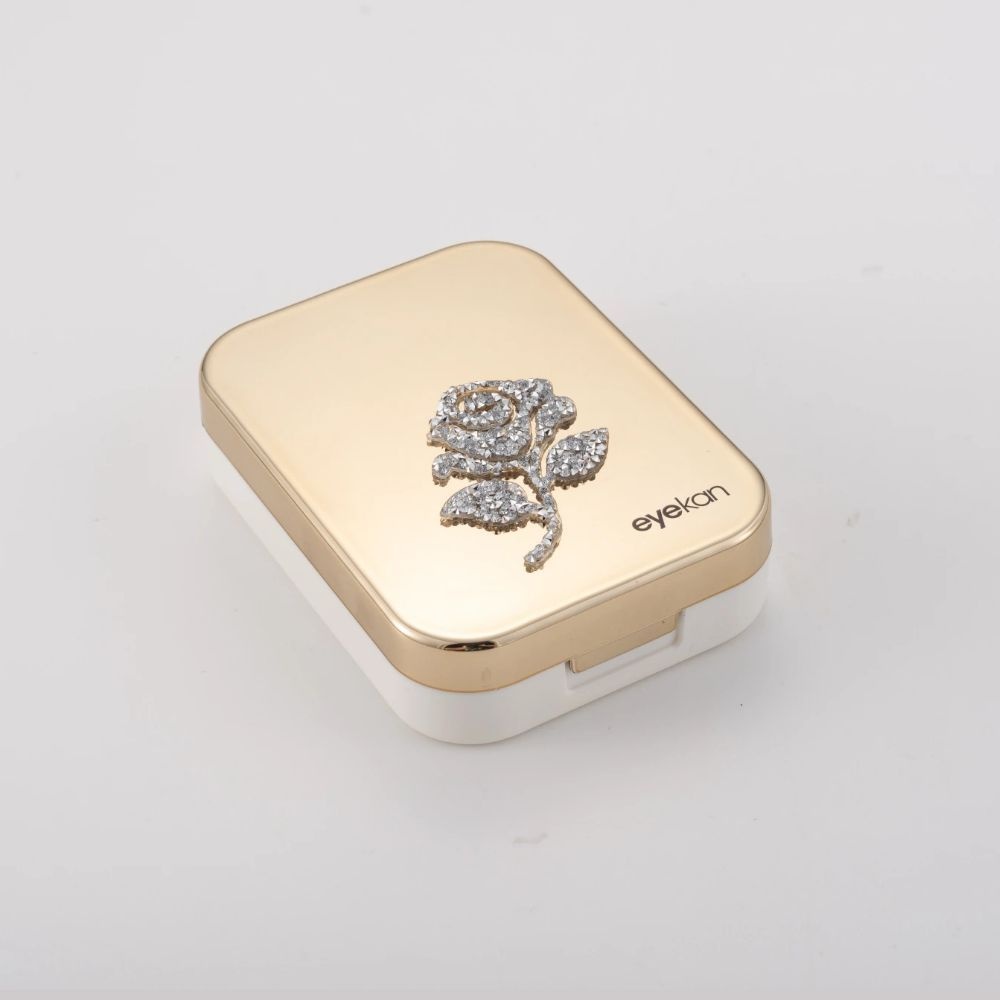 2 Pair Gold Rose Contact Lens Case
