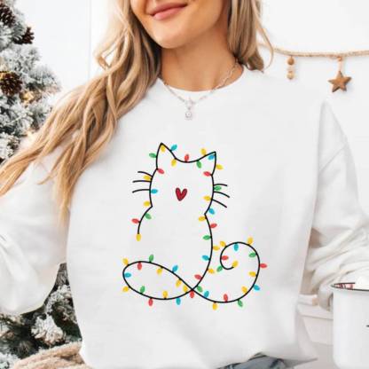 Adorable cat Christmas sweatshirt for women, perfect gift for cat lovers