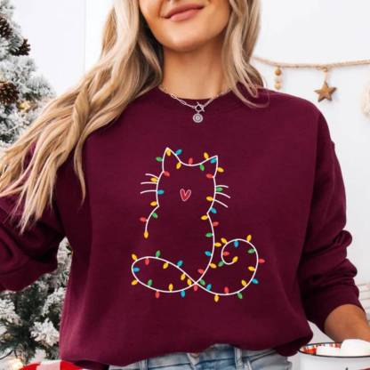Adorable cat Christmas sweatshirt for women, perfect gift for cat lovers
