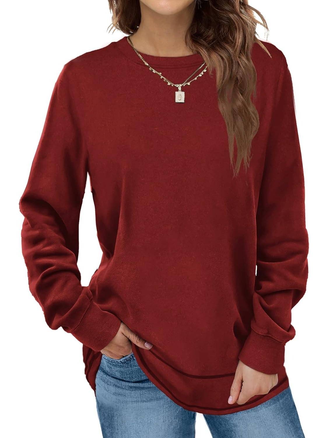 Women's Crewneck Long Sleeve Tunic Tops (Buy 2 Free Shipping)