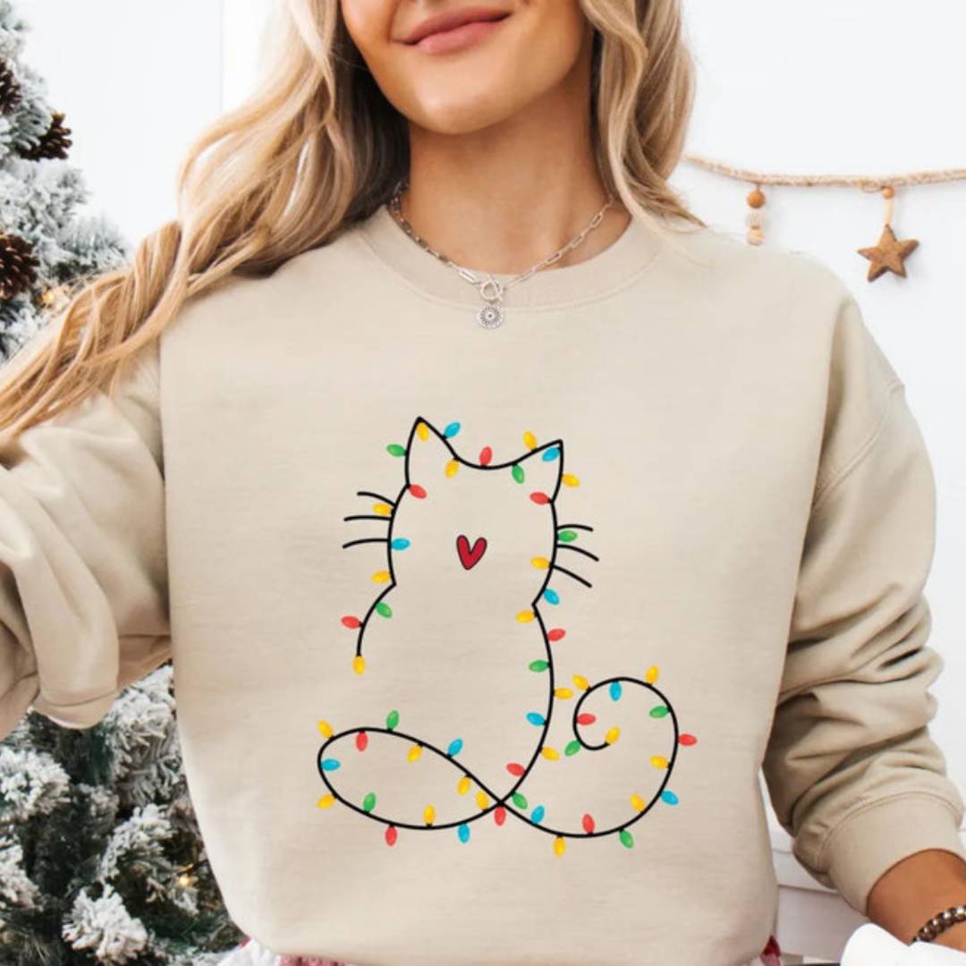 Adorable cat Christmas sweatshirt for women, perfect gift for cat lovers
