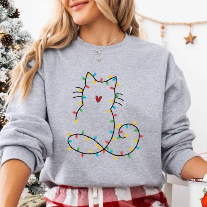 Adorable cat Christmas sweatshirt for women, perfect gift for cat lovers