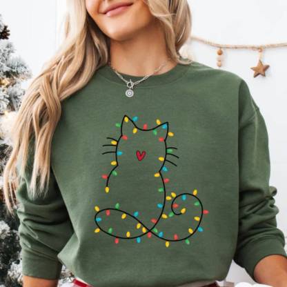 Adorable cat Christmas sweatshirt for women, perfect gift for cat lovers