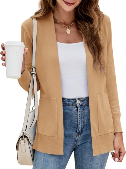 Women's Long Sleeve Open Front Knit Cardigan Sweater (Buy 2 Free Shipping)