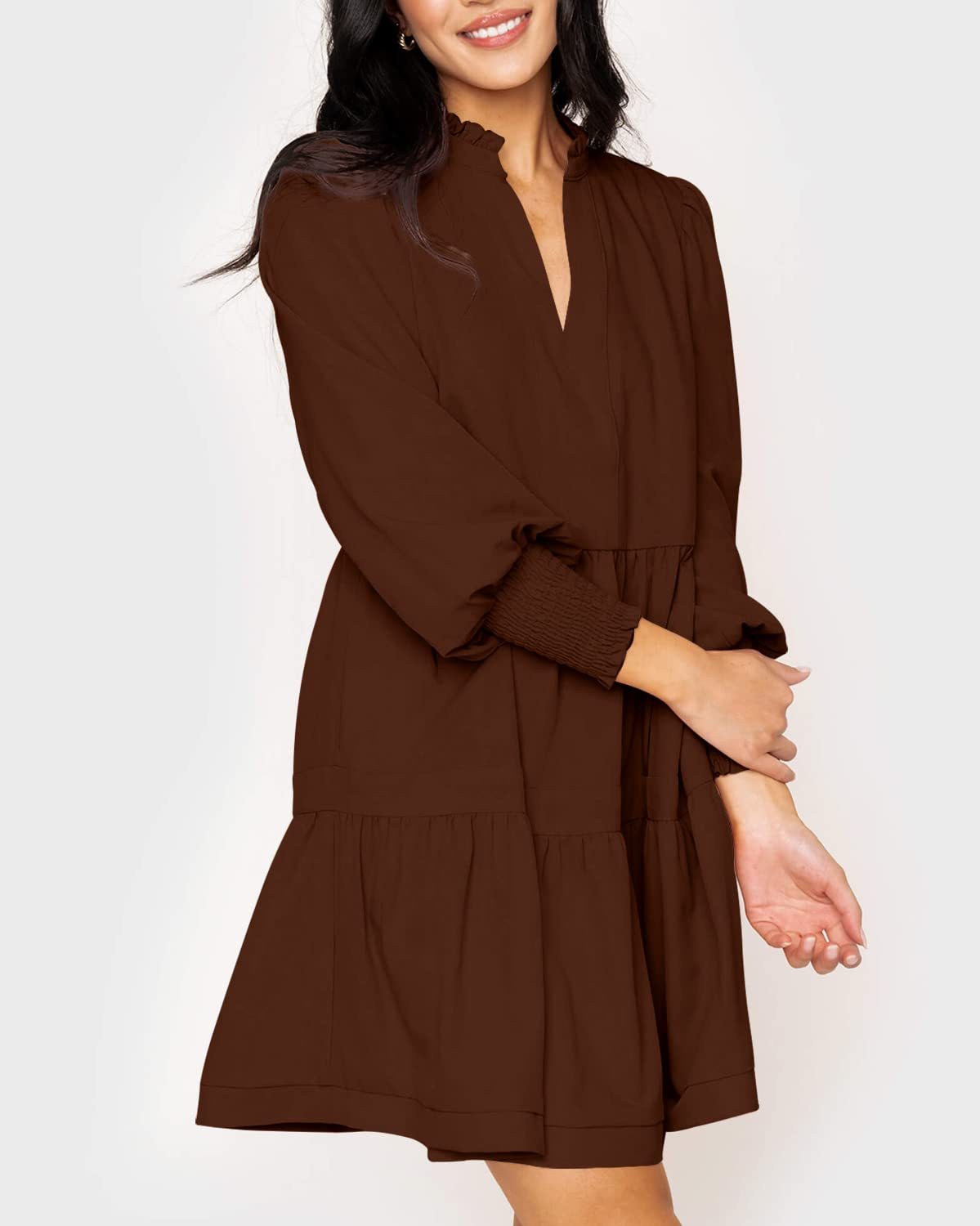 ✨Women's Fall V-Neck Belted Ruffle Tiered Dress (Buy 2 Free Shipping)