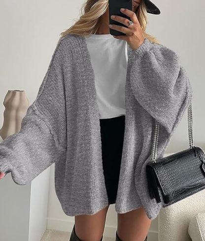 Women's Oversized Balloon Sleeve Knit Cardigan Sweater（BUY 2 FREE SHIPPING)