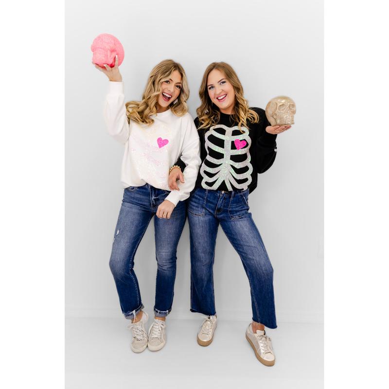 Skeleton Sequin Embellished Sweatshirt