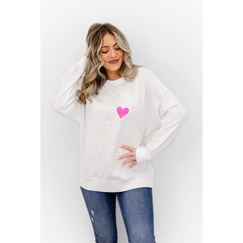 Skeleton Sequin Embellished Sweatshirt
