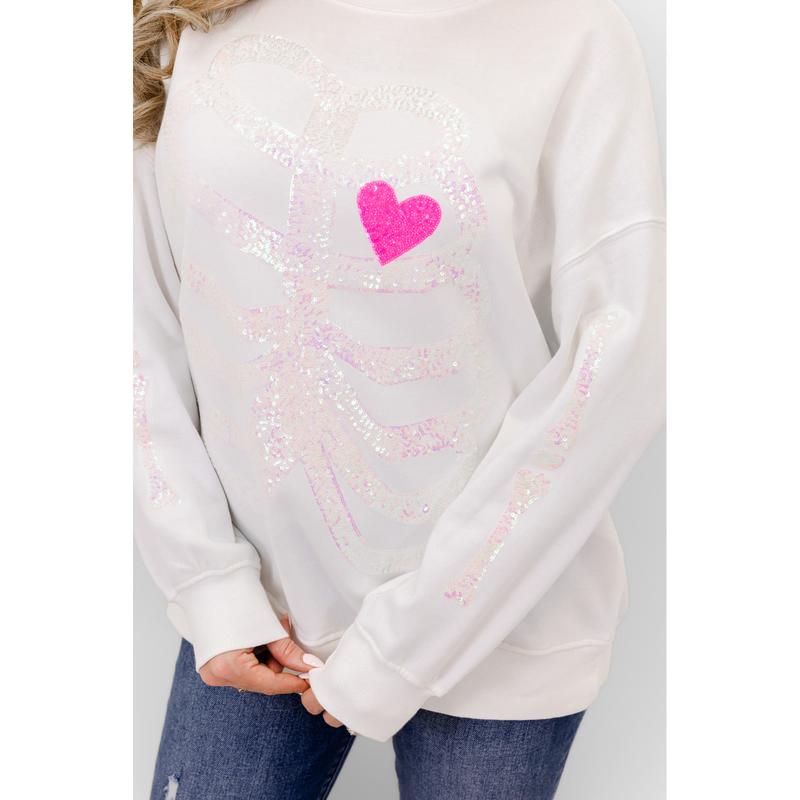 Skeleton Sequin Embellished Sweatshirt