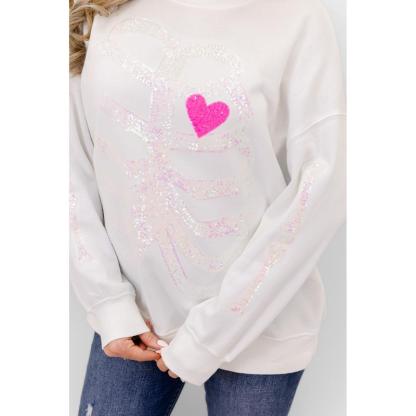 Skeleton Sequin Embellished Sweatshirt