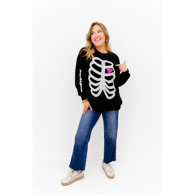 Skeleton Sequin Embellished Sweatshirt