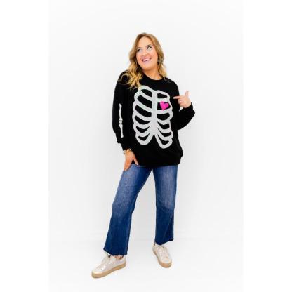 Skeleton Sequin Embellished Sweatshirt