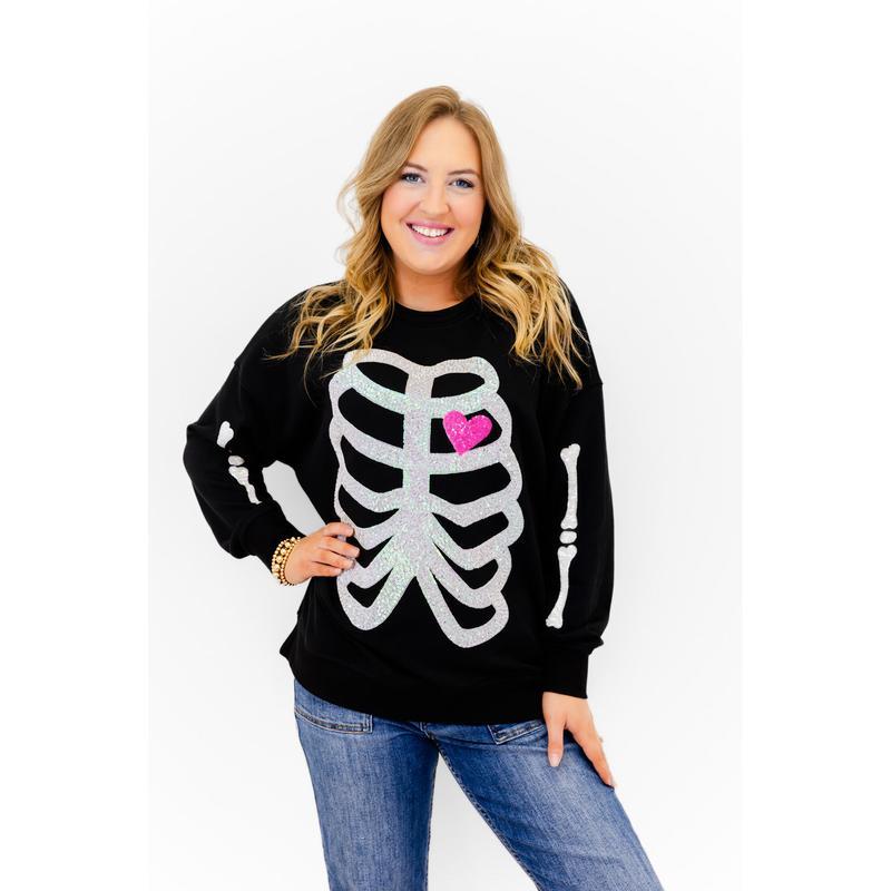 Skeleton Sequin Embellished Sweatshirt