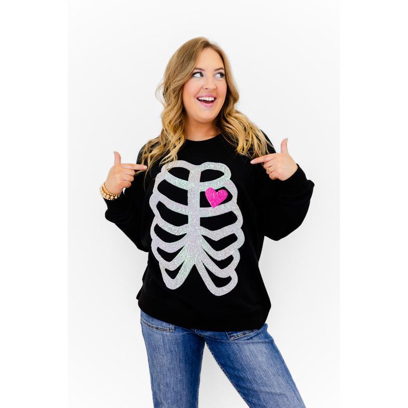 Skeleton Sequin Embellished Sweatshirt