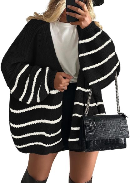✨Women's Oversized Balloon Sleeve Striped Cardigan Sweater (Buy 2 Free Shipping)